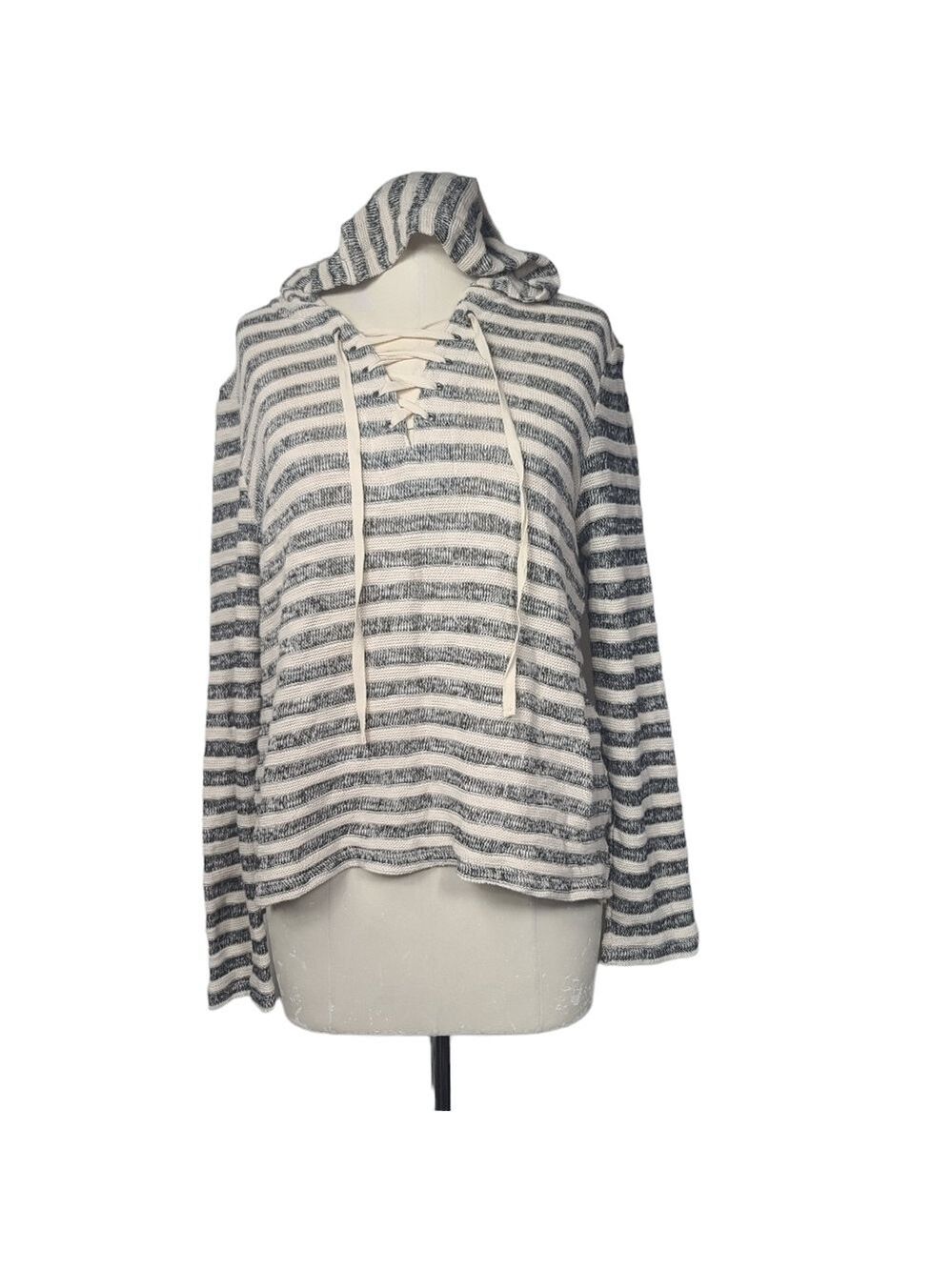 Kenneth Cole Striped Hooded Sweatshirt M